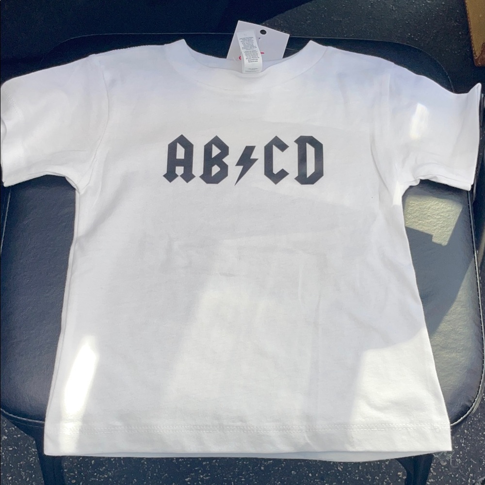 AB ⚡️CD White Graphic Kids T-Shirt